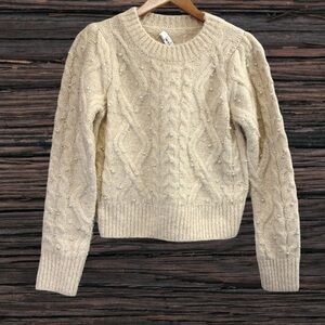 Sadie & Sage Cream Cable Knit Crew Neck Sweater
